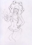  covered_breasts enel midriff monochrome one_piece rule_63 