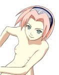 fair-skinned_female green_eyes jpeg_artifacts kunoichi medium_breasts naruto naruto_shippuden pink_hair sakura_haruno short_hair