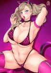 1girl alluring ann_takamaki athletic_female atlus big_breasts blonde_hair bra catgirl female_abs female_only fit_female long_hair persona persona_5 revolverwingstudios solo_female solo_focus twin_tails