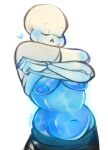 1girl 2020s 2022 2d 2d_(artwork) acidd_grrs animated_skeleton artist_name belly blue_belly blue_body blue_breasts blue_nipples blush breasts chubby chubby_female closed_eyes digital_media_(artwork) ectobelly ectobody ectobreasts female female_only female_sans genderswap genderswap_(mtf) heart monster nipples rule_63 sans sans_(undertale) simple_background skeleton solo solo_female taking_clothes_off taking_off_clothes third-party_source undead undertale undertale_(series) undressing video_games white_background