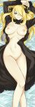  1girl arms_up art babe bare_legs bed belly big_breasts blonde blonde_hair breasts breasts_apart choker coat cynthia dakimakura female from_above grey_eyes hair hair_ornament hair_over_one_eye highres large_breasts legs long_hair long_image long_sleeves looking_at_viewer lying michael mound_of_venus navel nintendo nipples nude on_back open_clothes pokemon pokemon_(anime) pokemon_(game) pokemon_dppt shiny shiny_hair shirona_(pokemon) smile solo tall_image 