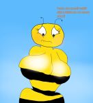 1girl apron apron_only bee big_breasts blush cherichou dialogue italian_language italian_text kryadrawgin lena_the_bee oleina rule34 russian_cooking_oil_commercial speech_bubble stinger text thick_thighs thighs wide_hips wings yellow_body yellow_skin олейна