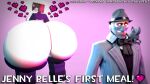  1boy 1girl anal_vore bare_ass blush heart hearts huge_ass imminent_vore jenny_belle looking_back minecraft source_filmmaker spy_(team_fortress_2) team_fortress_2 thick_thighs vore 