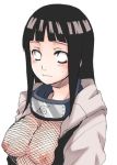 1girl artist_request big_breasts breasts cleavage fishnet_clothes fishnet_top hinata_hyuuga see-through_top