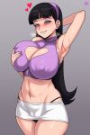  1girl armpits big_breasts blue_eyes blush breasts eyeshadow female_focus high_res huge_breasts jmg light_skin long_hair nipple_bulge patreon patreon_paid patreon_reward solo_female standing sweat sweatdrop teen the_fairly_oddparents thick_thighs thighs trixie_tang 