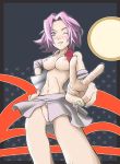  artist_request bottomless naruto sakura_haruno topless_(female) v winking_at_viewer 