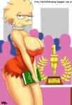  aged_up big_ass big_breasts book delta26 female_focus lisa_simpson red_dress seductive spike_hair standing the_simpsons trophy yellow_skin 