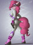  2014 blue_eyes butt equine eyewear female fingerless_gloves friendship_is_magic fur gloves goggles gun hair high_res holding horse looking_at_viewer mammal my_little_pony pink_fur pink_hair pinkie_pie pinkie_pie_(mlp) pony ranged_weapon skipsy smile solo standing weapon 