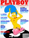  blue_hair breasts female_focus magazine_cover marge_simpson milf nude_female the_simpsons 