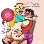  1boy 1girl ass blonde_hair blue_eyes breasts brown_eyes brown_hair canon_couple impregnation marco_diaz sex star_butterfly star_vs_the_forces_of_evil 