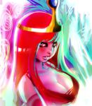  1girl adventure_time breasts cleavage maniacpaint princess_bubblegum 