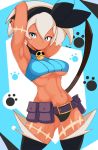 1_girl 1girl alternate_costume bea_(pokemon) breasts cosplay dark_skin female female_human female_only game_freak gym_leader human humans_of_pokemon impossible_clothes jellcaps looking_at_viewer medium_breasts ms._fortune_(cosplay_skullgirls) ms._fortune_(skullgirls) nadia_fortune nintendo panties pokemon pokemon_sword_&amp;_shield revealing_clothes saitou_(pokemon) short_hair skullgirls solo solo_focus tail underwear white_hair