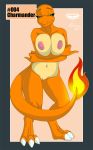  1_anthro 1_female 1girl 3_toes anthro anthro_only anthro_pokemon belly breasts charmander female female_anthro female_only fire holding_breasts looking_at_viewer midriff mingchee navel nipples notorious84 nude pinup pokemon pose pussy solo standing the_pokedex_project 