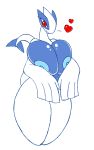 &lt;3 1girl anthro areola big_breasts big_eyes biped breasts curvy_figure dragon hand_on_breast huge_breasts legendary_pokemon looking_at_viewer lugia nintendo nipples non-mammal_breasts pokemon pokemon_(species) r-mk red_eyes simple_background standing thick_thighs video_games voluptuous white_background wide_hips