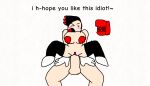 angry angry_face black_clothing black_hat english_text five_nights_at_hiper&#039;s flushed hiper-7_(fnah1) knocked_out maximiliano_(oc) not_furry open_mouth parody pussy red_nipples reverse_cowgirl_position sex white_background white_gloves white_shoes