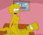  animated bart_simpson bouncing_breasts brother_and_sister gif happy_sex incest lisa_simpson lisalover milk milk_squirt riding sofa the_simpsons 