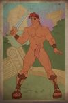  1boy disney erect_penis erection hercules hercules_(character) human male mostly_nude muscle muscles naked nude offering presenting_penis showing_penis testicles yaoi 