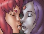  2_girls 2girls close-up close_up closed_eyes dc dc_comics female/female female_only imminent_kiss kissing ph raven_(dc) starfire teen_titans yuri 