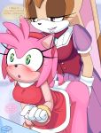  2girls amy_rose anthro blush breasts clothing dialogue duo english_text eulipotyphlan female female_only furry futanari futanari_on_female futanari_with_female hedgehog highres lagomorph long_ears mammal panties saltwatertoffee sega sonic_(series) sonic_the_hedgehog_(series) speech_bubble sweat text underwear vanilla_the_rabbit video_games you_gonna_get_raped 
