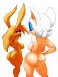  2girls anthro ass big_breasts breasts bunnie_rabbot female female_only multiple_girls nude rouge_the_bat sega sideboob sonic_(series) 