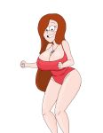  1girl aged_up big_breasts breasts cleavage curvy freckles gravity_falls happy large_breasts legs lifeguard light_skin long_hair nipple_bulge red_hair redhead smilesaidboredgirl swimsuit thighs wendy_corduroy whistle wide_hips 