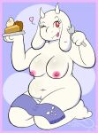 1girl 2022 2d 2d_(artwork) 4_fingers adorable anthro anthro_only areola artist_logo artist_name big_breasts blep boss_monster bovid breasts caprine cute cutlery delta_rune_(emblem) dessert digital_media_(artwork) eyelashes female_anthro female_only floppy_ears food fork fur furaffinity furry furry_female furry_only goat goat_ears goat_girl goat_horns heart high_res holding_food holding_fork holding_object holding_plate horn horns kitchen_utensils kneeling mammal mature mature_anthro mature_female milf monster monster_girl nipples nude nude_anthro nude_female one_eye_closed pie pink_border purple_background red_eyes simple_background slightly_chubby solo_anthro solo_female third-party_source thirstspace tongue tongue_out tools toriel undertale undertale_(series) video_game_character video_games white_body white_fur wink winking_at_viewer