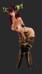  alexstrasza armlet armor ass breasts erect_nipples gauntlets glowing_eyes hairband horns jewelry large_breasts leaning_forward long_hair nipples red_hair thigh_boots thighhighs topless warcraft world_of_warcraft yellow_eyes 