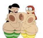  1girl 2_girls aged_up angry breast_press cartoon_network choker codename:_kids_next_door edit female_only ginger happy kuki_sanban legwear lizzie_devine looking_at_viewer nipples nipples_touching open_mouth orange_hair panties pornthiccs45 pout pussy red_hair smile smooth_skin sssonic2 striped_legwear thick_thighs underwear 