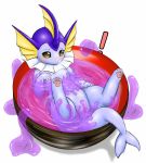  ! black_sclera blush ditto fuddy furry navel no_humans open_mouth pawpads pokemon pussy simple_background vaporeon white_background 