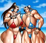 2_girls chun-li crossover gigantic_ass gigantic_breasts hourglass_figure king_of_fighters mai_shiranui negoto_(nego6) street_fighter