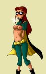 1girl breasts cosplay dante_rain dc dc_comics female female_only koriand&#039;r mask nipples red_hair solo starfire superheroine teen_titans