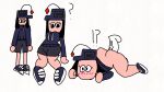 bad_drawing_skills big_ass big_breasts big_penis big_thighs black_hair blue_hat blue_shoes blue_sweater cassette_doll_(fnf.exe) cassette_girl flushed fnf.exe friday_night_funkin gem looking_at_viewer reference_image shorts vaginal_penetration white_background