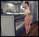 apron ass breasts cooking_pot futarika kitchen 