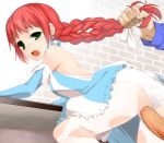 censored earrings erobot female green_eyes hair hair_pull jewelry male/female mascots open_mouth panties panties_aside pigtails red_hair short_twintails solo_focus twin_tails underwear vaginal wendy&#039;s wendy_(wendy&#039;s) white_panties
