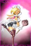 chochi choker cleavage feather_duster female gloves lagomorph lola_bunny looney_tunes maid maid_uniform rabbit space_jam stockings