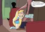 1girl 2boys blonde_hair blue_eyes couple fellatio horns oral penis_in_mouth star_butterfly star_vs_the_forces_of_evil
