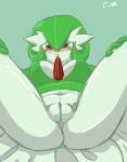  big_breasts chest_jewel creatures_(company) game_freak gardevoir gen_3_pokemon green_hair hair_over_one_eye nintendo pokemon pokemon_(anime) pokemon_(creature) pokemon_(game) pokemon_(species) pussy_focus red_eyes simight x-cross 