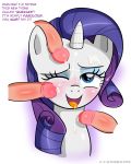  blue_eyes blue_hair blush c-v-m cum cum_on_face english_text equine female friendship_is_magic hair horn horse my_little_pony open_mouth penis pony rarity_(mlp) text tongue tongue_out unicorn 