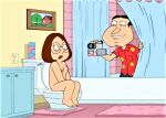  ass breasts erect_nipples family_guy filming glasses glenn_quagmire meg_griffin nude sitting_on_toilet thighs 