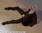 1boy 2d 2d_(artwork) arm_support artist_name bad_id bad_tumblr_id black_clothing blush bulge clothed clothed_male digital_media_(artwork) english_text erection erection_under_clothes floor gaster gaster_(undertale) giaru_(artist) hand_on_own_crotch horny horny_male humanoid looking_down male male_only monster sitting sitting_on_floor solo solo_male text third-party_source tumblr_username undertale undertale_(series) video_games visible_breath wingdings