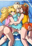 3_girls 3girls anus ass female_only kinkymation mario_(series) nintendo princess_daisy princess_peach princess_rosalina rosalina tennis vulva