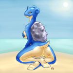 beach breasts butt female hindpaw lapras mature nintendo nude paws pinup pok&eacute;mon pokemon pose sea seaside shell side_boob sideboob smile solo sunny surf video_games water yellowpower