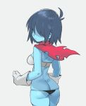 1girl blue_body blue_skin deltarune female female_human female_kris_(deltarune) female_only gloves hair_over_eyes human human_only kris_(dark_world_form) kris_(deltarune) kris_female_(deltarune) panties revealing_clothes short_hair solo solo_female solo_human ss_komu undertale_(series)