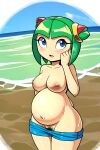  1girl ai_generated alien beach big_breasts breasts camilaandrade cosmo_the_seedrian milf mobians.ai mostly_nude navel nipples plant_girl plant_humanoid pregnant pregnant_belly pregnant_female pubic_hair pussy pussy_hair seedrian sega shorts shorts_down sonic_the_hedgehog_(series) sonic_x topless topless_female 