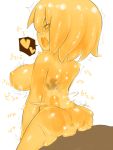  1girl ass blonde_hair core fukurou_(owl222) goo_girl heart monster monster_girl penis sex slime text uncensored yellow_eyes 