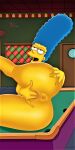  ass blue_hair fingering fingers_in_pussy marge_simpson masturbation shaved_pussy the_simpsons thighs yellow_skin 