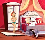  big_breasts brian_griffin cameltoe erect_nipples family_guy lois_griffin panties stewie_griffin thighs 