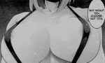  artist_request big_breasts breast_focus character_request copyright_request huge_breasts monochrome sling_bikini thong 