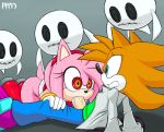  amy_rose anthro blue_eyes bottomless clothed clothing cum cum_in_mouth cum_inside erection fellatio female group hair hedgehog male mammal marthedog oral oral_sex orange_hair orgasm original_character penis pink_hair possessed red_eyes sega sex sonic_(series) sonic_the_hedgehog_(series) straight 