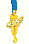  blue_hair breasts erect_nipples marge_simpson no_panties pearls shaved_pussy the_simpsons thighs yellow_skin 